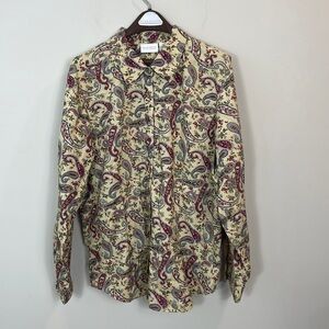 Elisabeth by Liz Claiborne classic paisley western snap button shirt women Sz 20